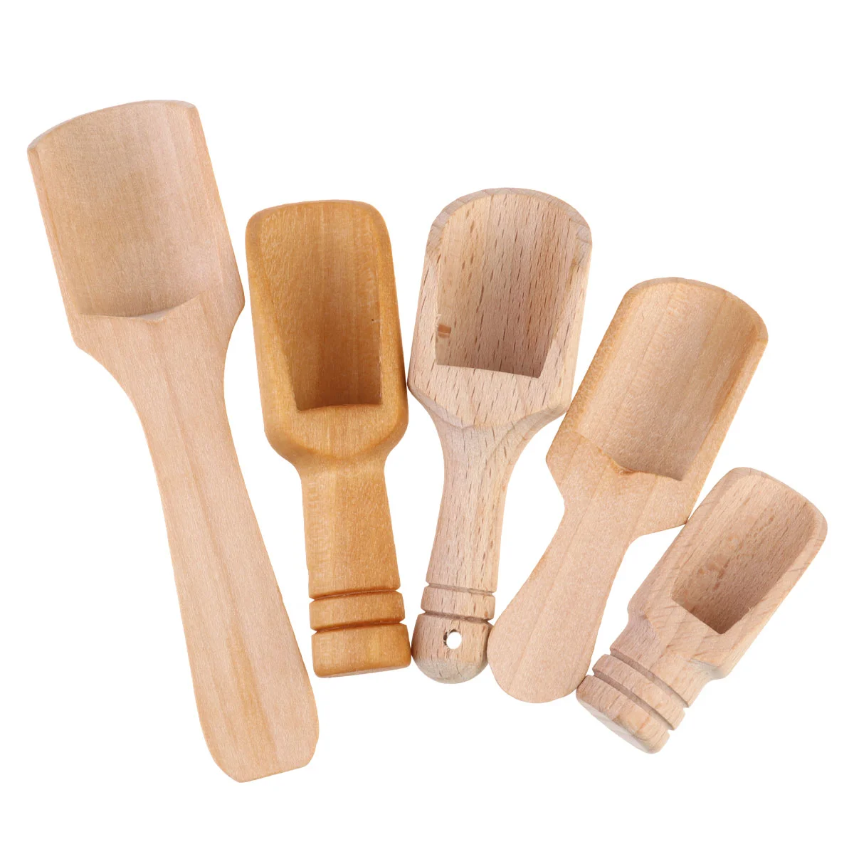 

Wooden Spoon Scoop Spoons Mini Teasmall Wood Salt Scoops Coffeebath Sugar Candy Canisters Jars Powder Teawareflour Salts