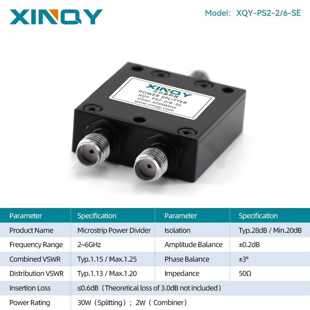 Фото Микрополосковый делитель мощности Xinqy 2-6 ГГц, разветвитель SMA 1-на-2, 2000-6000 МГц, для тестирования Wi-Fi №3