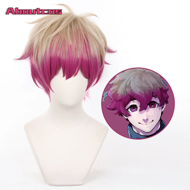 

Парик Aboutcos для косплея Алексиса несса из аниме «Голубой замок», термостойкие синтетические волосы из короткого льна, розово-красного цвета