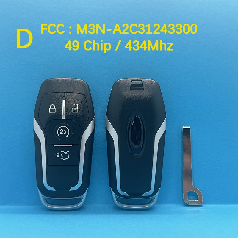 Фото CN018122 Aftermarket 3/4/5 кнопок Smart Key FCC M3N-A2C31243300 49 чип 315/434/902 МГц для Ford Fusion Explorer Edge Mustang №4