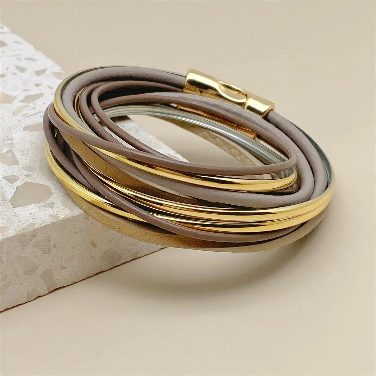 

Простой кожаный веревочный браслет, Женский многослойный женский универсальный браслет, подарок на день Святого Валентина