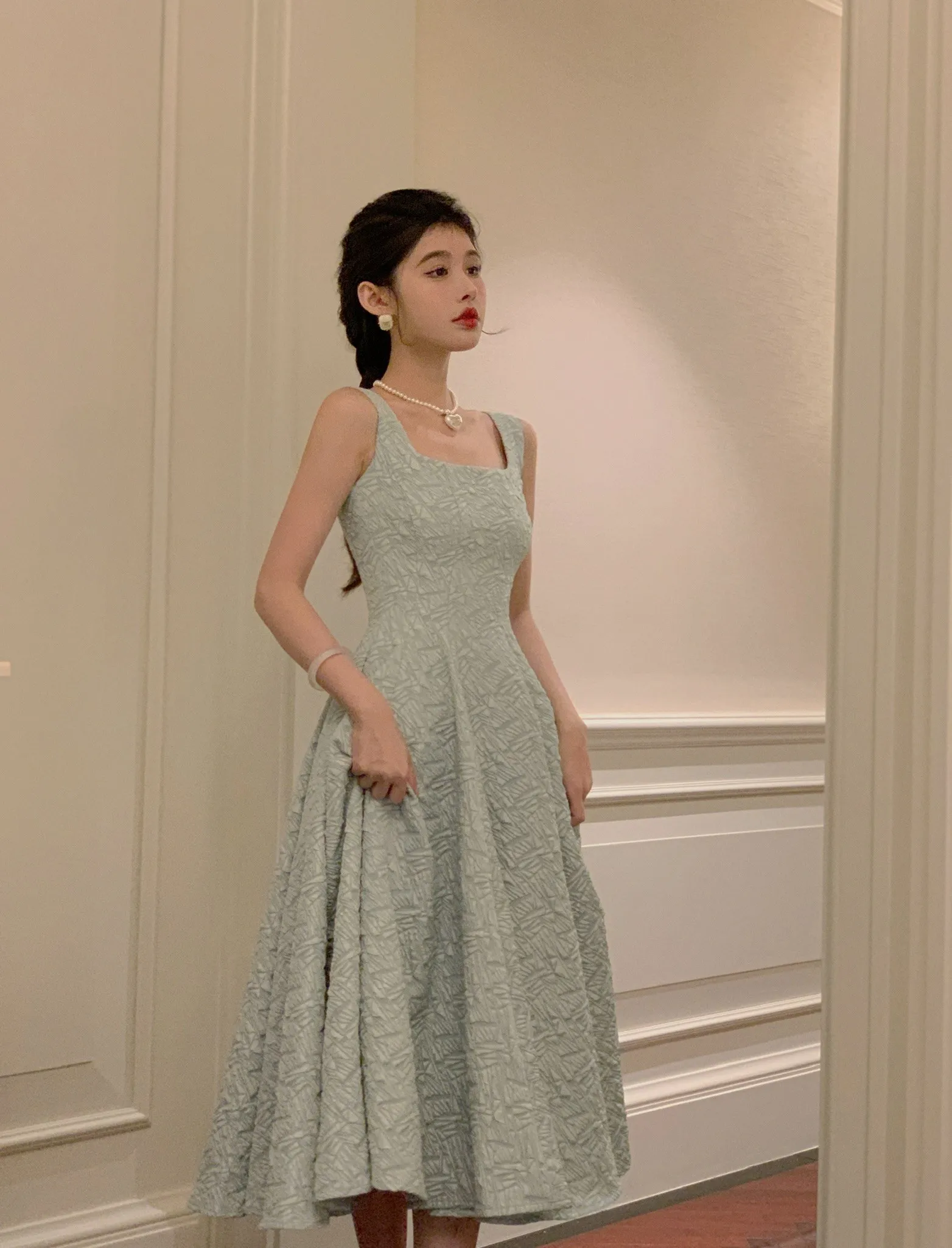 

Vintage Elegant Party Sleeveless Midi Summer Women Dress Lady Evening Party A Line Fashion Prom Female Clothing