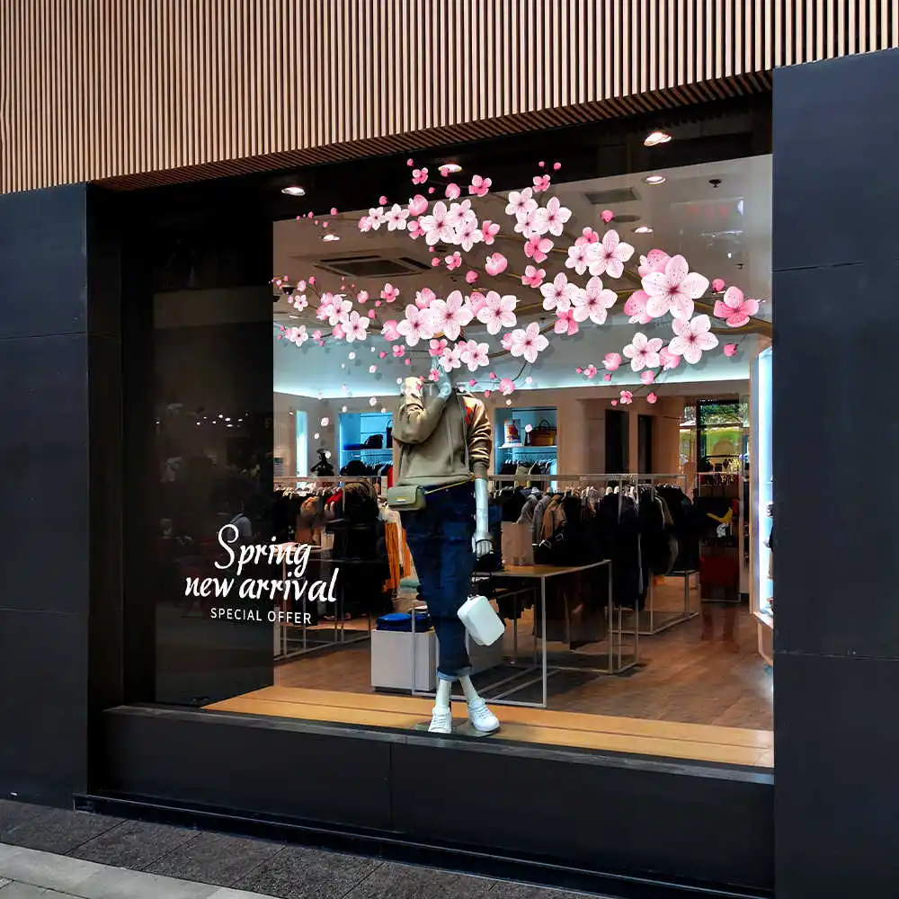 QiAds индивидуальная весенняя романтическая нашивка на окно с цветком вишни