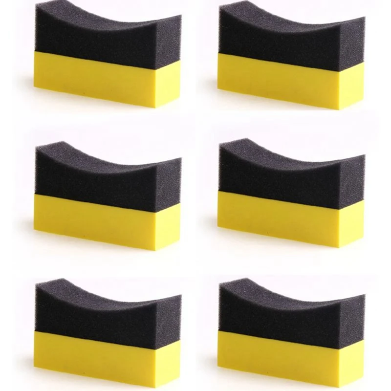

6Pcs Tire Contour Dressing Applicator Pads Gloss Shine Color Polishing Sponge Wax