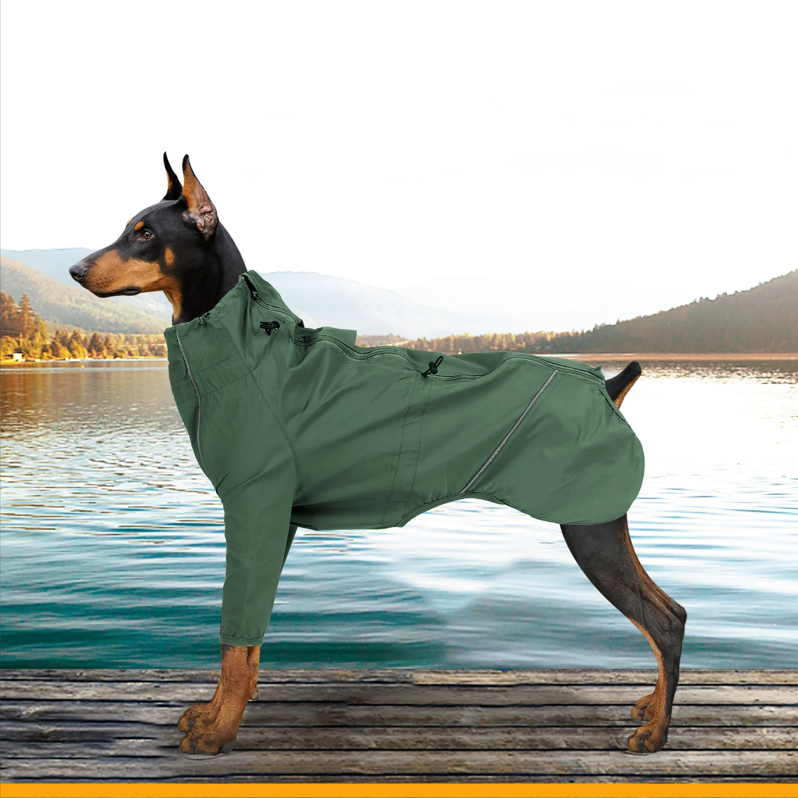 

Dog Jacket Front Legs Waterproof Outdoor Raincoat for Small Medium Large Dogs Reflective Stripes Fit for Night Rainy Weather