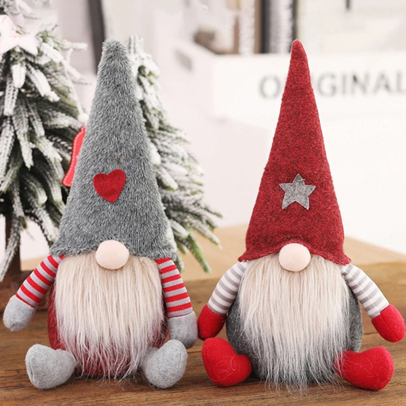 

2024 Christmas Cute Cartoon Santa Claus Gnome Plush Knitted Faceless Doll Merry Christmas Home Party Decoration New Year Gift