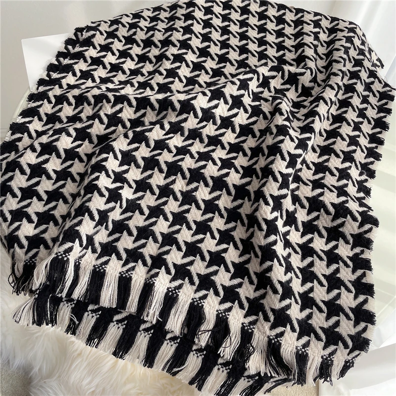 Толстый шерстяной шарф женский плед новинка 2022 теплый зимний кашемировый из