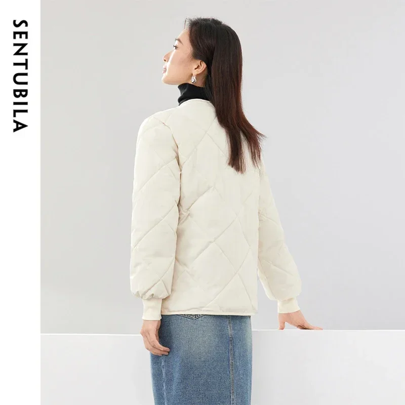 SENTUBILA простая свободная куртка-парка женская зимняя теплая куртка 2024 однотонное