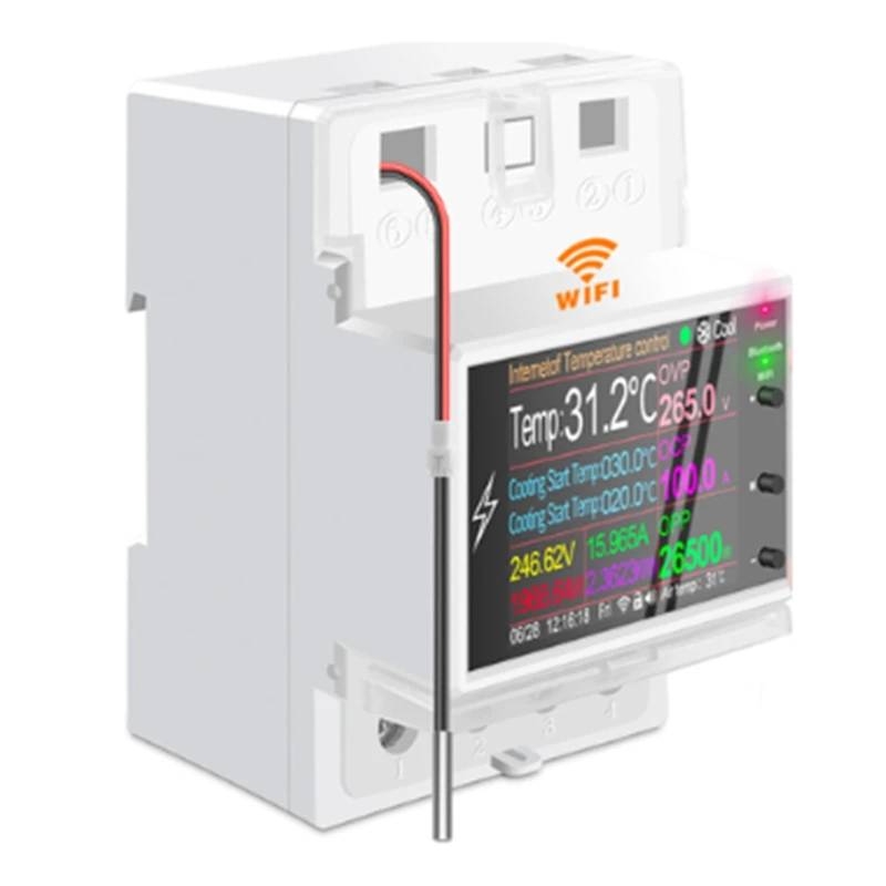 

1 Pcs AT4PTW WIFI Tuya Din Rail Digital Thermostat Incubator Temperature Controller With Timer Switch AC220V 100A For Heating