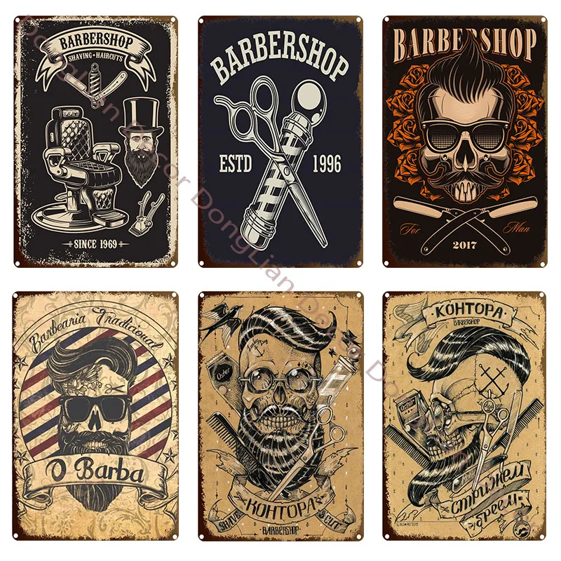Металлический оловянный плакат для парикмахерской домашний декор бара паба