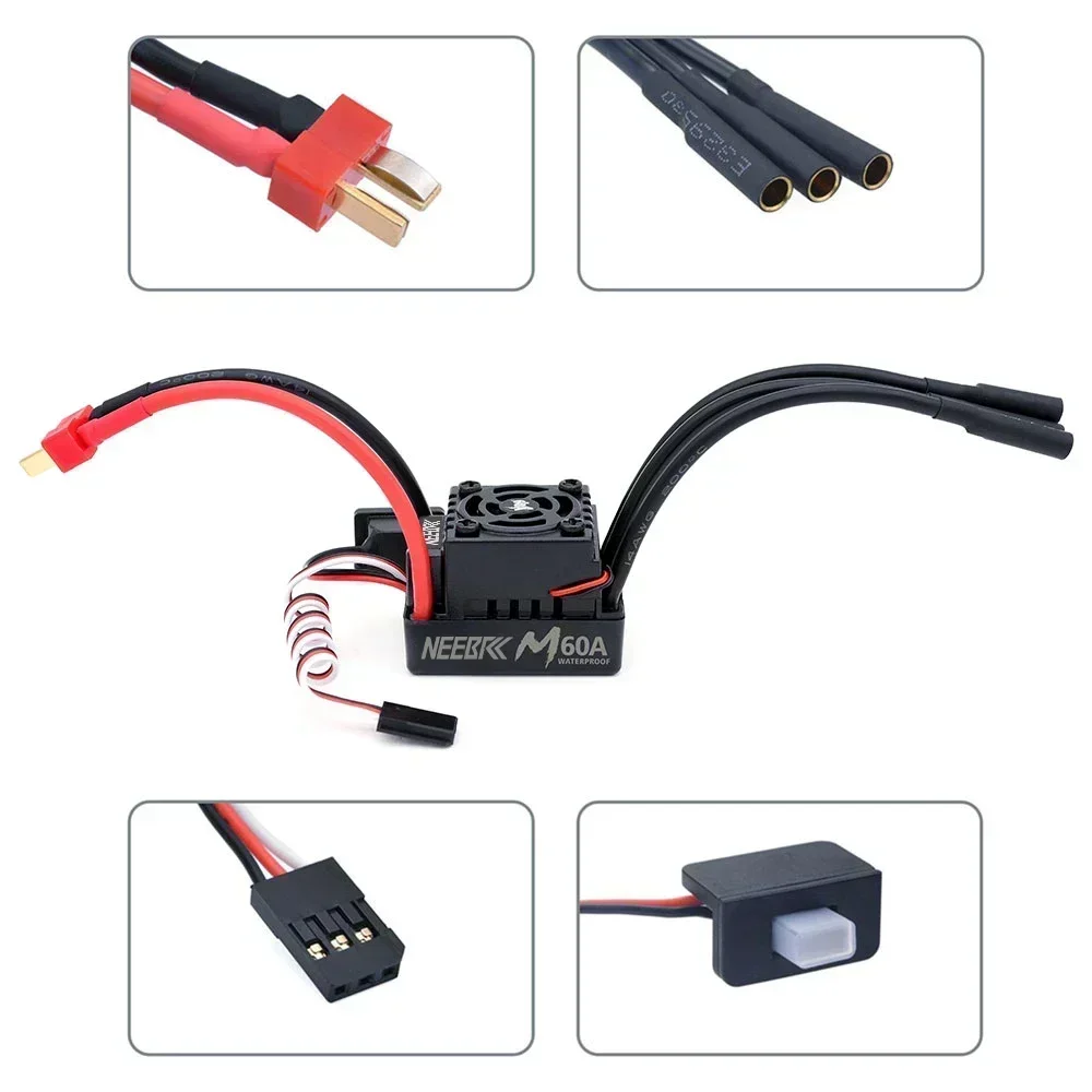 NEEBRC M Series 60A Водонепроницаемый ESC T XT60 Plug 2-3S Электронный регулятор скорости для 1/10