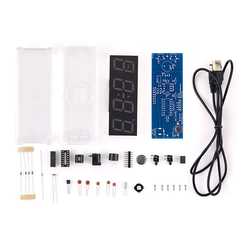 

Digital LED Electronic Alarm Clock DIY Kit Soldering Four LED Digital Clock Making Loose Parts