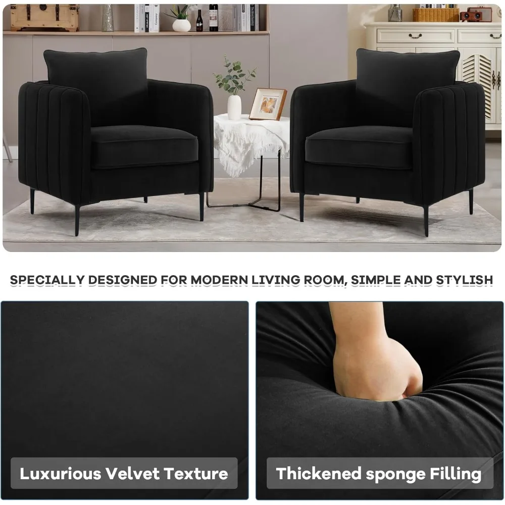 Набор стульев Black Accent 2 шт. стулья для гостиной с бархатной обивкой металлическими