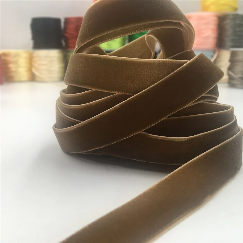 

6mm/9mm/15mm Dark Khaki Single Face Velvet Ribbon for Handmade Gift Bouquet Wrapping Party Decoration Christmas Inelastic