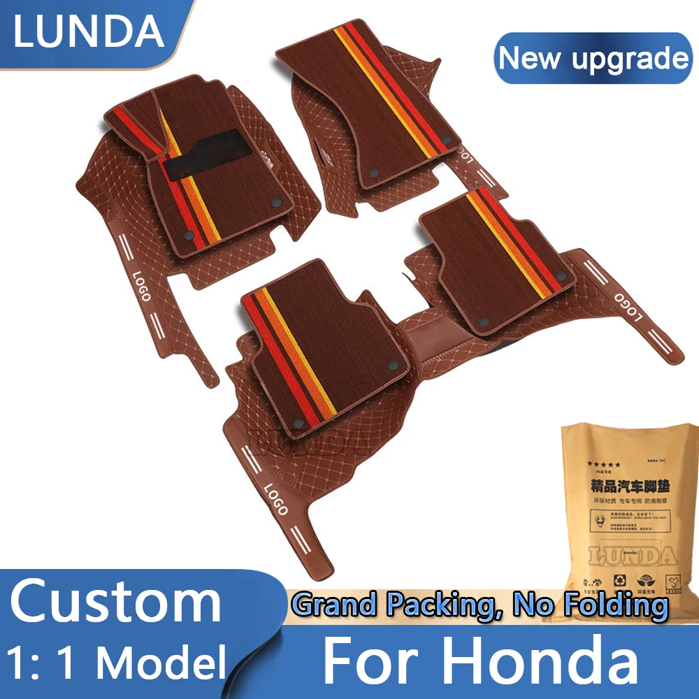 Двухслойные автомобильные коврики на заказ для Honda CR-V LIFE XR-V Envix Greiz Civic Crider Crosstour VEZEL City Accord Fit, автомобильный коврик