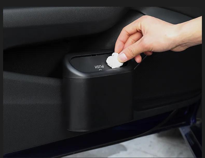 

Car Trash Can Interior Organizer Storage Box Car Garbage Bag Press Sealed Trash Can Auto Storage Bin Accessories