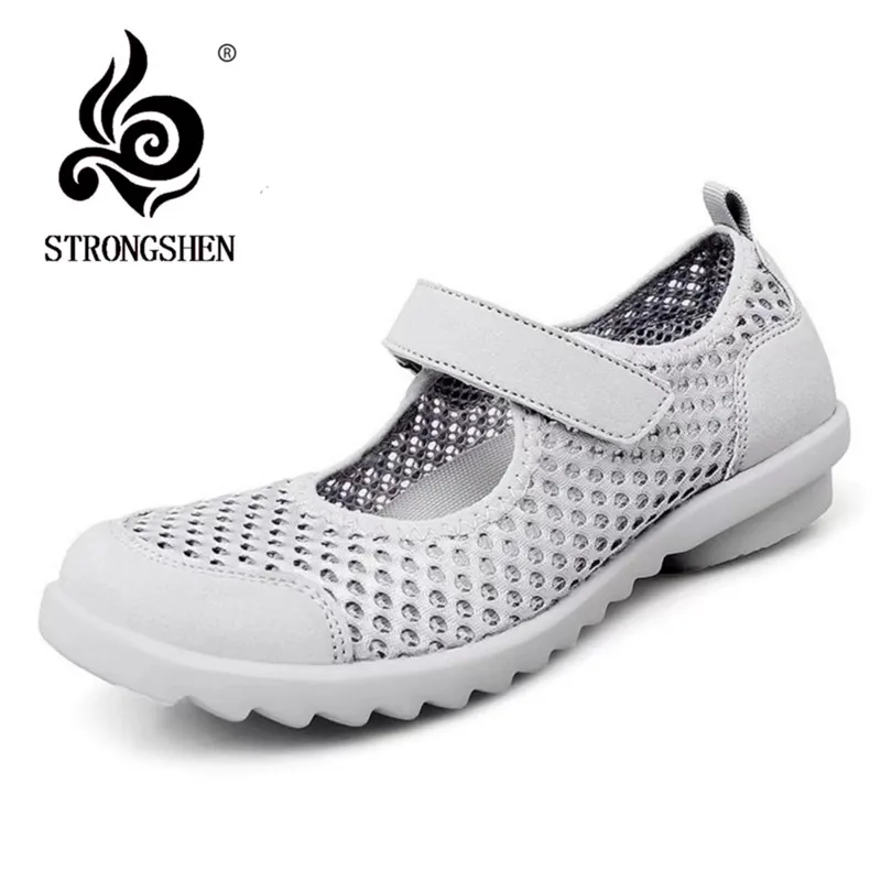 Купи STRONGSHEN Women's Shoes Sandals Mesh Breathable Non-slip Wear-resistant Comfortable Fashion Mother Shoes Elderly Shoes за 1,116 рублей в магазине AliExpress