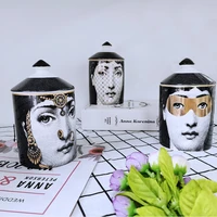 italian style human face incense candle holder with hand lid aromatherapy candle jewelry storage jar candleabra home decoration