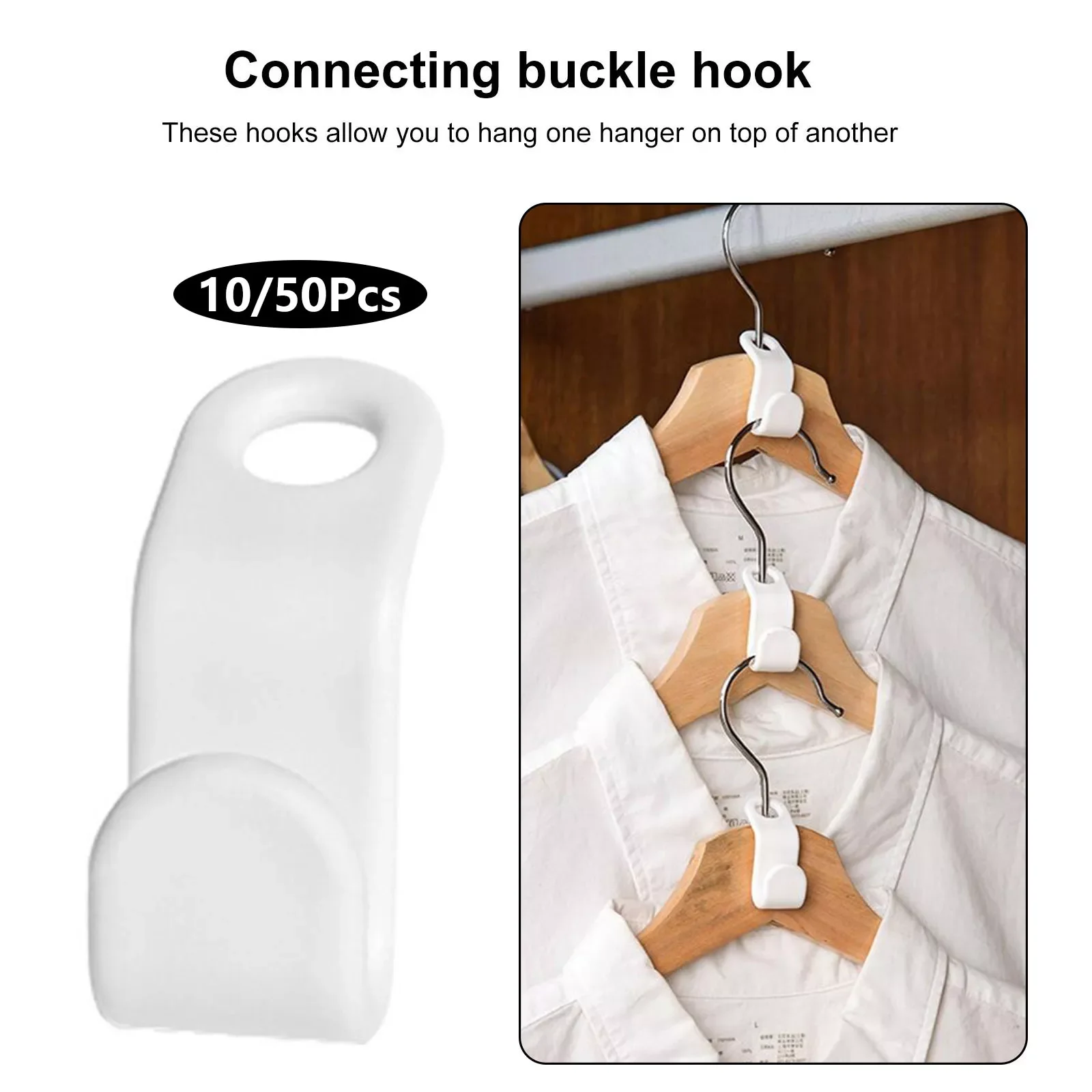 

NEW2022 Clothes Hanger Connector Hooks-Thickened 10/50 Pcs Cascading Clothes Hangers for Hanger Extender Clips Connection Hooks