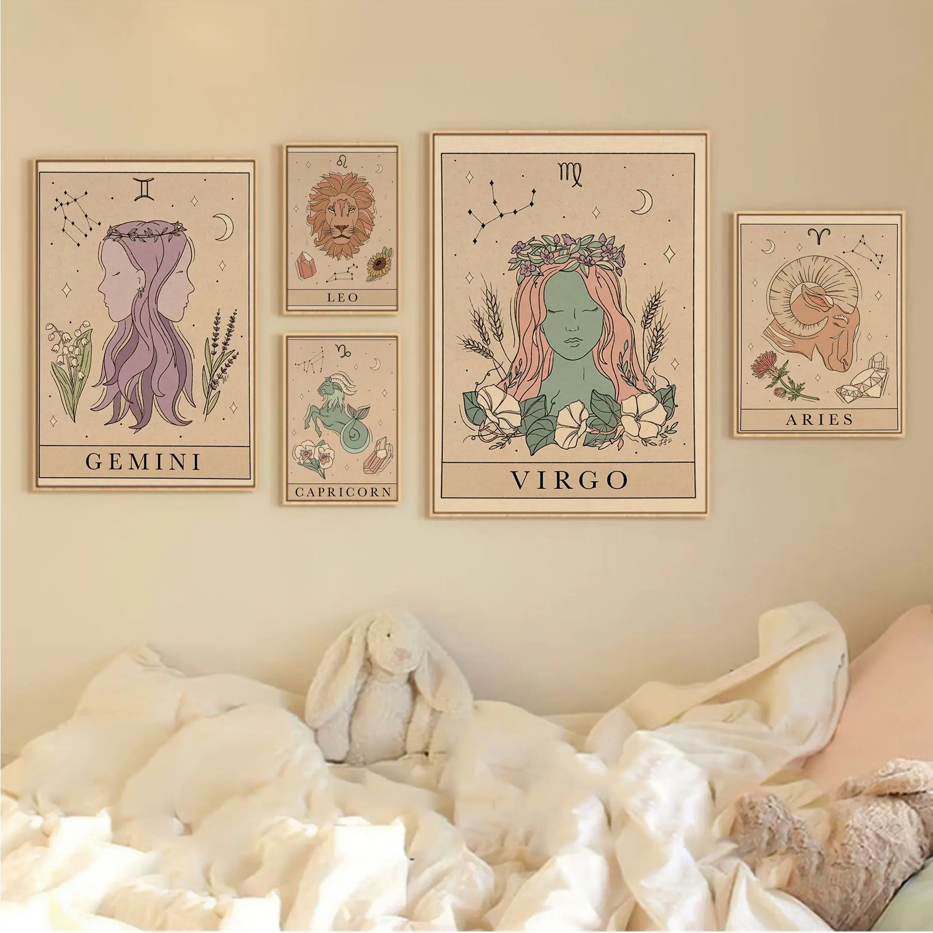 

12 Zodiac Signs Constellation Good Quality Prints and Posters Vintage Room Home Bar Cafe Decor Home decor