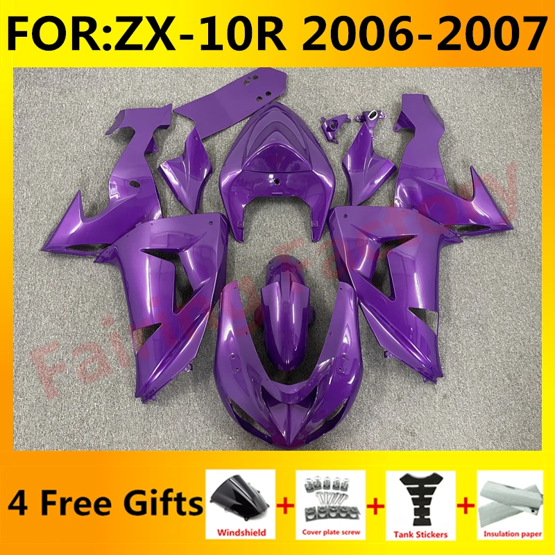 

New ABS Whole Motorcycle Fairings Kit fit for Ninja ZX-10R ZX10R zx 10r 2006 2007 06 07 Bodywork full fairing kits set purple