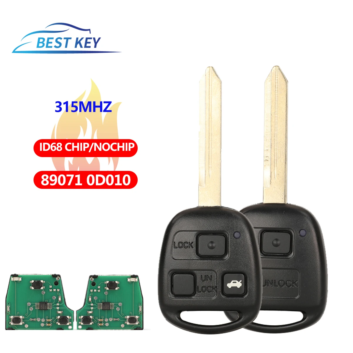 Лучший ключ Smart remote Car KEY с чипом 4D68 для Toyota Camry Land Cruser 120 Prado 2/3 кнопок 315 МГц FCCID: