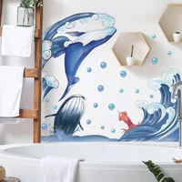 painted whale waves sea waves lighthouse self adhesive wall stickers decoration decor home accessories wallpaper