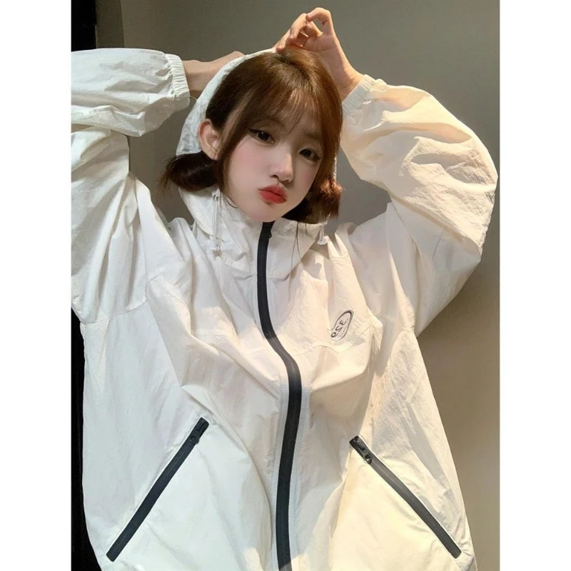 Y2K белое прозрачное пальто для женщин на весну и лето тонкая легкая спортивная