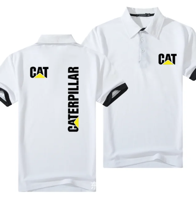 

Camisa de polo masculina de algodão, camisa casual de mangas curtas respirável para CAT camisa de tênis de golf