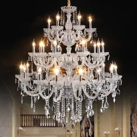 duplex building living room crystal chandeliers stair long lamp luxury atmosphere villa hotel lobby light indoor lighting lustre