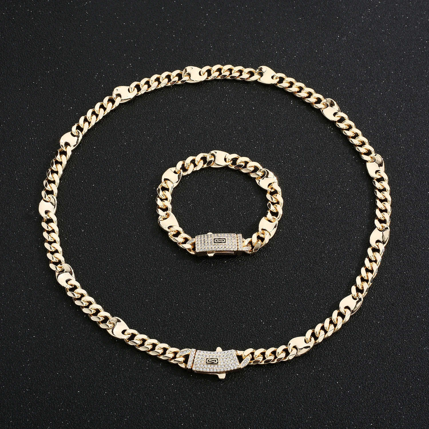 Классическое ожерелье Монако набор браслетов прямоугольное с инкрустацией в