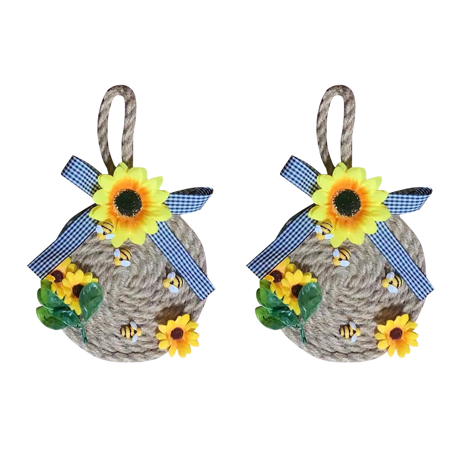 

Flower Bee Door Wreath Spring Wreath Door Hangings Pendant Rustic Sunflower Wreath Ornament Exquisite Handcrafted Door Wreath