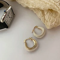 korean romantic white glaze french circle temperament earrings tide earrings hoop earrings for women pendientes mujer moda 2022