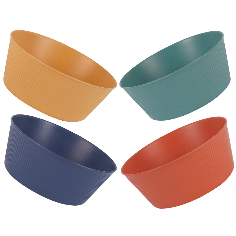

4 Pcs Soup Bowl Household Container Kitchen Salad Rice Compact Ramen Delicate Food Plastic Bowls Lunch Supply