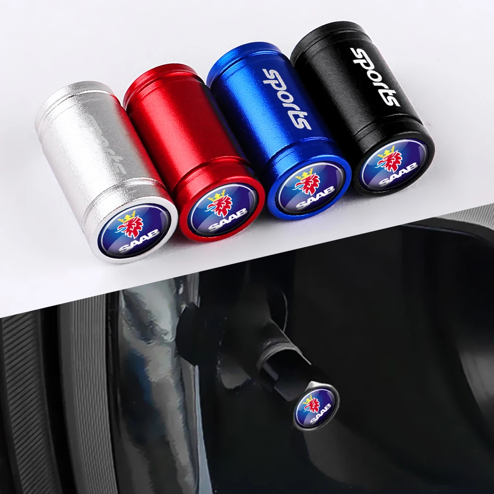 

4pcs Metal Car Badges Wheel Tire Valve Caps Covers Auto Accessories For SAAB 03-10 Scania BJ SCS 9-3 9-5 9-5X 93 9-X Turbo X 97X