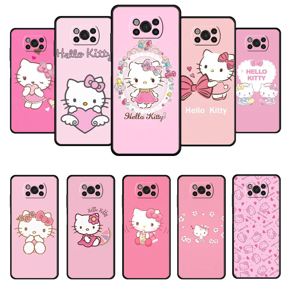 

Phone Case For Xiaomi Poco X3 NFC X4 M4 F3 GT Pro Pocophone F1 For MI C40 12 Note 10 Hello Kitty Pink Color Style