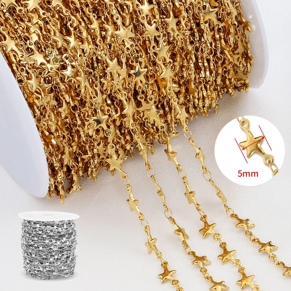 

1Meter/lot 5mm Star Chains Stainless Steel Necklace Chain High Quality Jewelry Making Supplies DIY Necklace Bracelet Findings