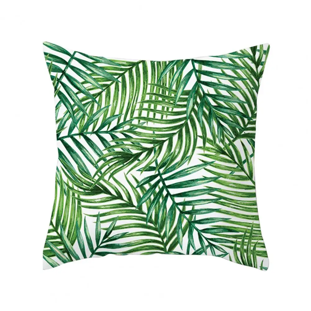

Pillow Sham Soft Texture Easy Care Polyester Tropical Palm Leaves Printed Cushion Throw Case Furniture Accessories