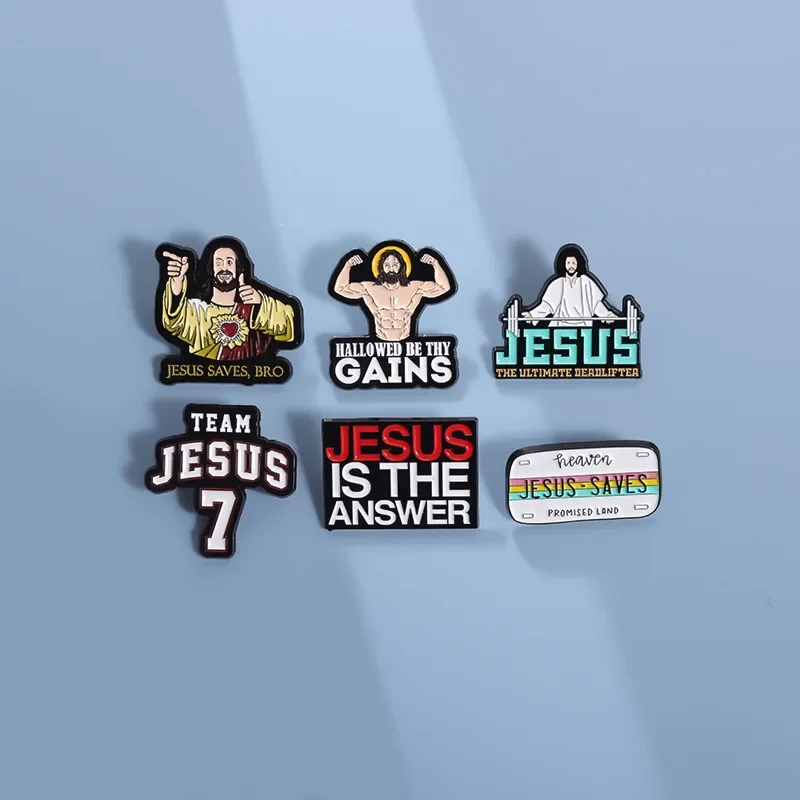 Броши с эмалью и изображением Иисуса на отвороте металлические значки