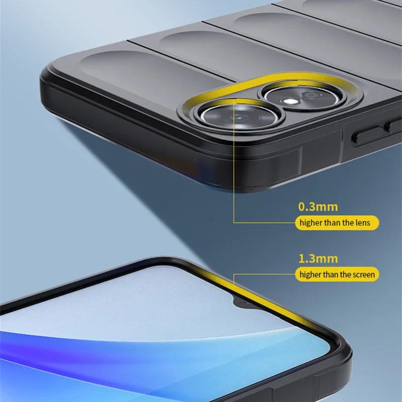 For OPPO A17 Cover For OPPO A17 Case 6.56 inch Shockproof Rubber Soft Silicone Phone Bumper For OPPO A17 A57 A76 A36 4G Fundas