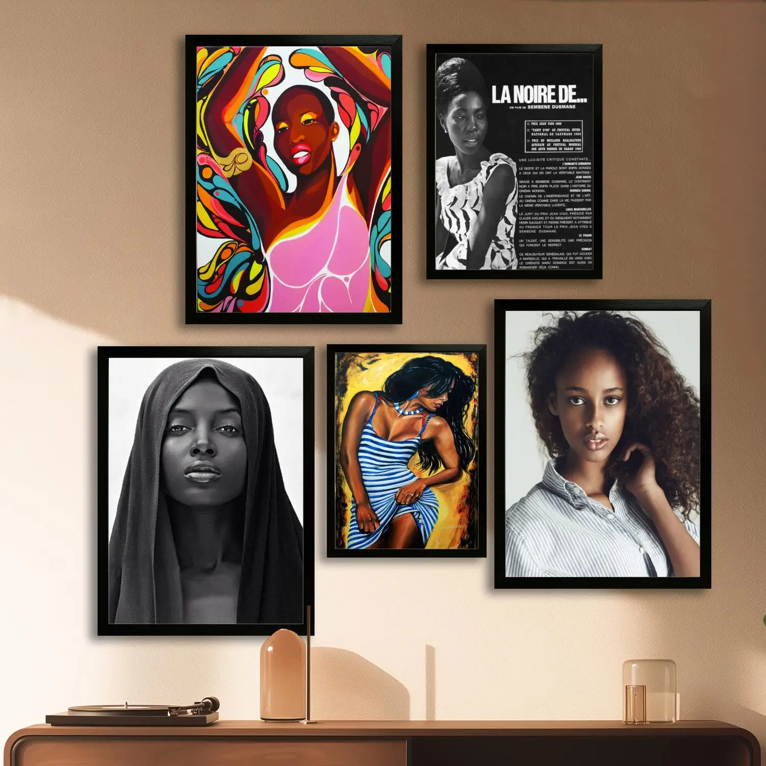 Черная девушка Холст Художественный постер Настенная живопись Печать