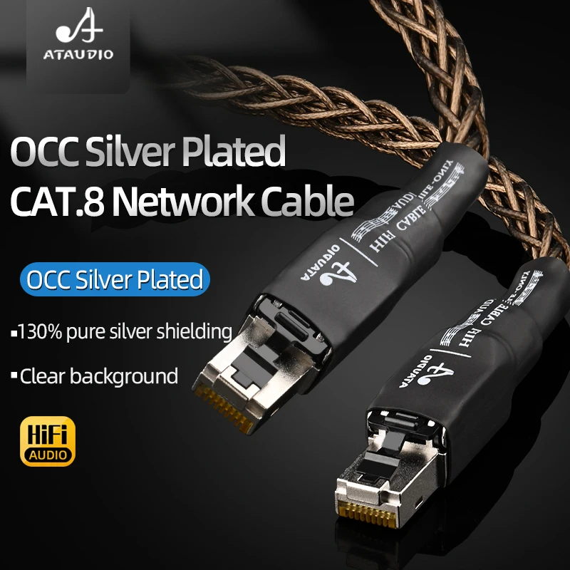 Высокоскоростной сетевой кабель RJ45 7N OCC посеребренный Hi-Fi Cat8 Ethernet-кабель 40 Гбит/с