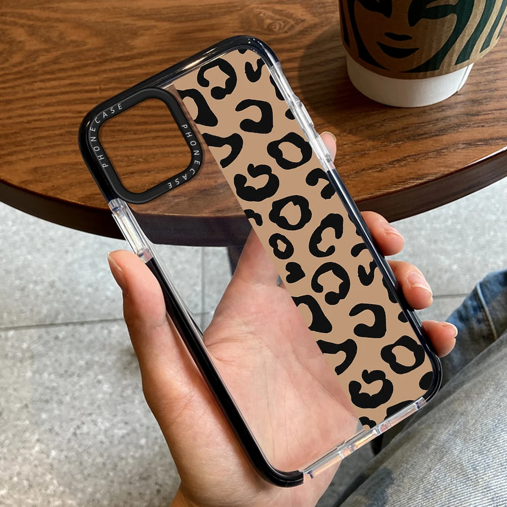 

Leopard Print Case for iPhone 14ProMax 14Plus 13Pro 12Pro 11 Pro Max Luxury Transparent Silicone Cover for iPhone 14 13 12 11