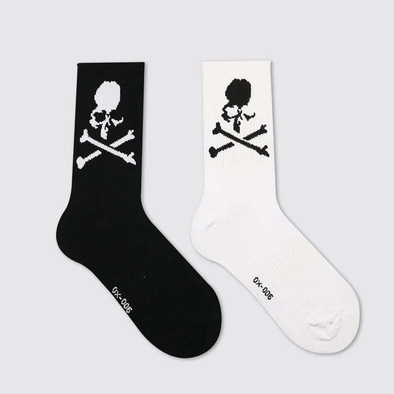 

Hip Personality Hop Skateboard Skull White Original Socks Design Black Street Hip Hop Sports Middle Tube Cotton Women's Socks