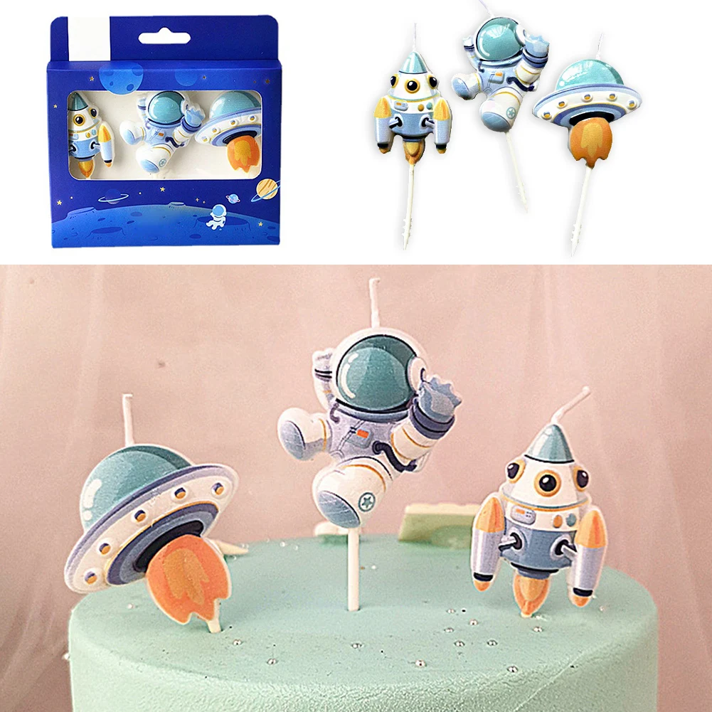 

Astronaut Cake Topper Candle For Outer Space Theme Birthday Party Dessert Props Festive Decor Universe Planet Series Cake Topper