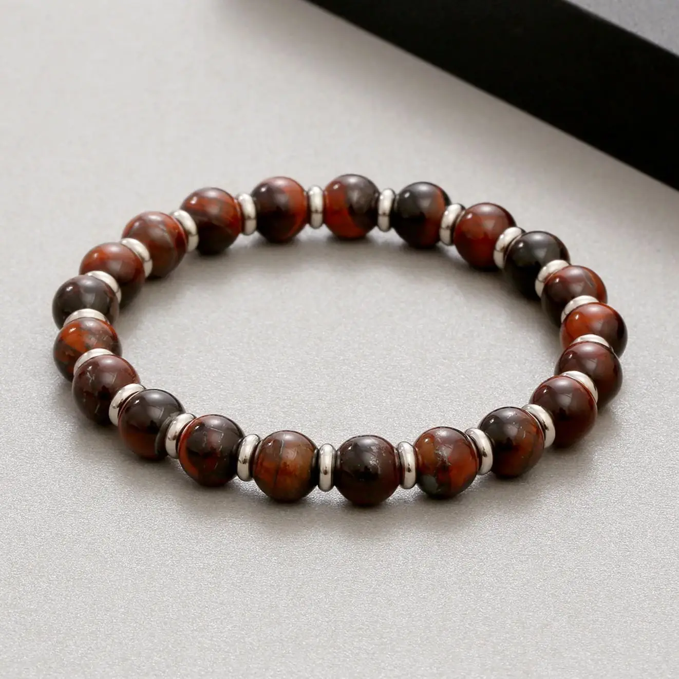Браслет с бусинами из натурального камня для женщин и мужчин эластичный браслет