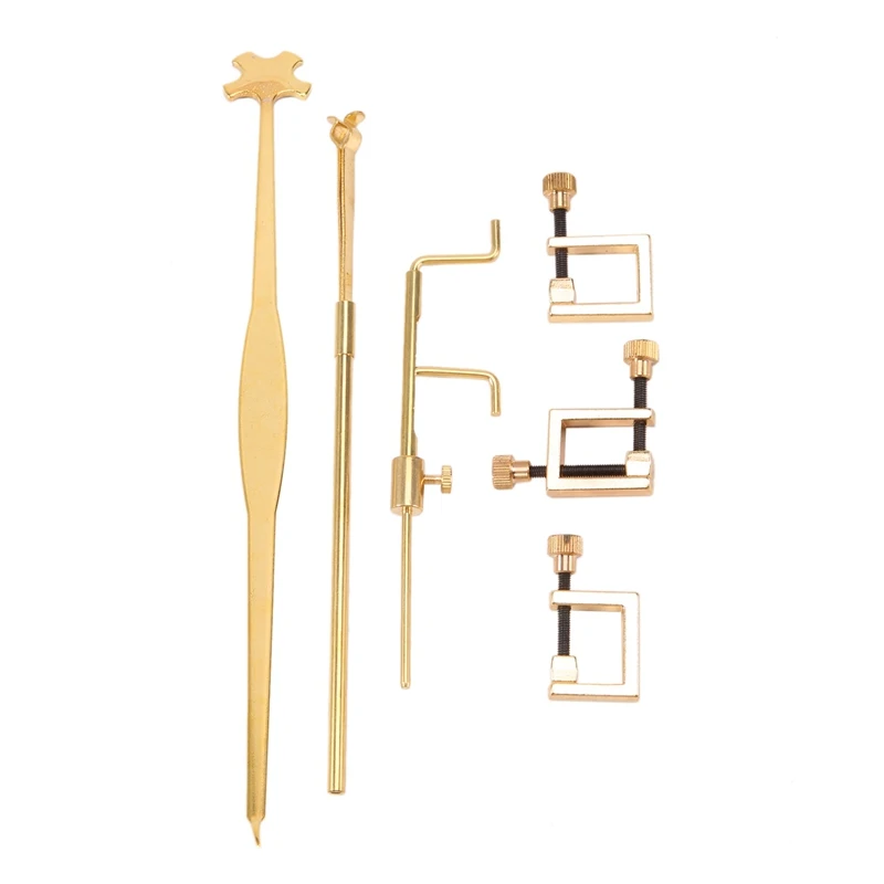 

HOT 6PCS Violin Luthier Tools Violin Cracks Clamps Sound Post Gauge Measurer Retriever Clip Set Fiddle Work Making Parts