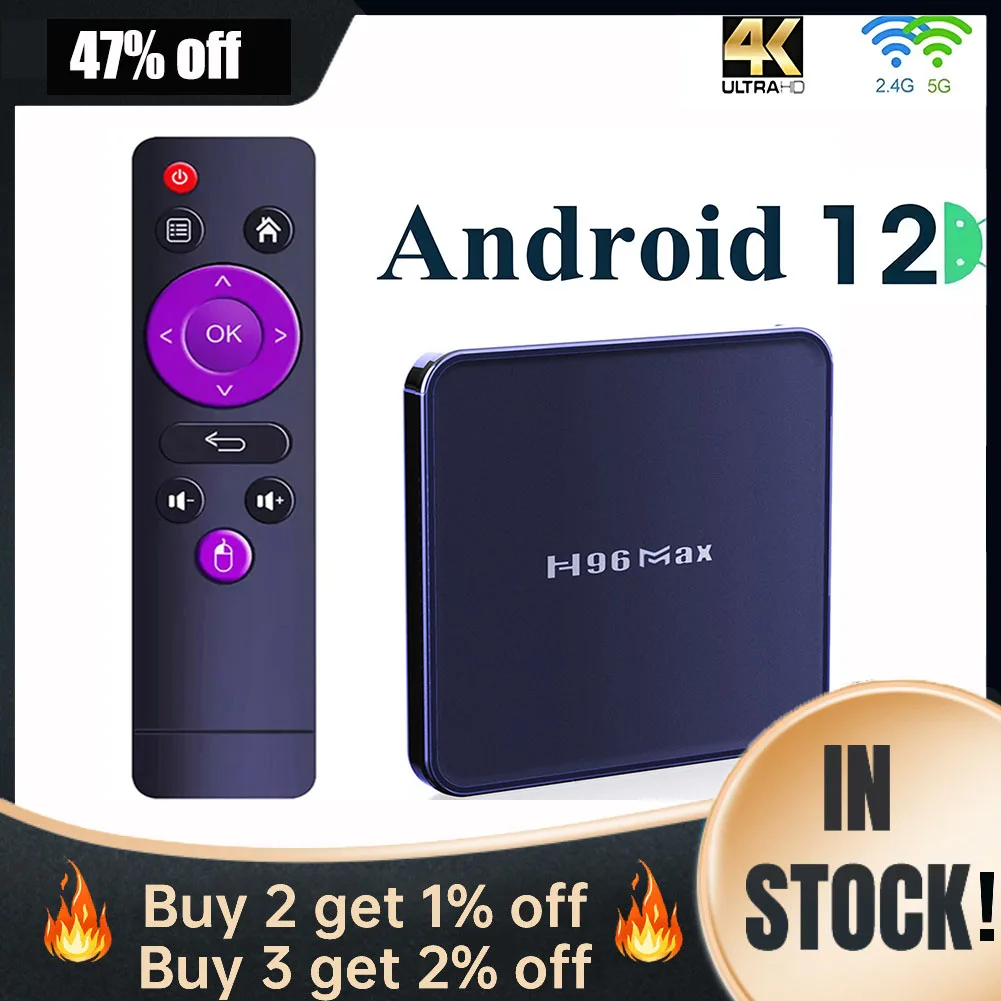 

Android 12 Smart TV Box H96 Max V12 RK3318 4K Wifi BT Media Player Receiver 3D Video Formats Bluetooth H96MAX 4.0 Set Top Box