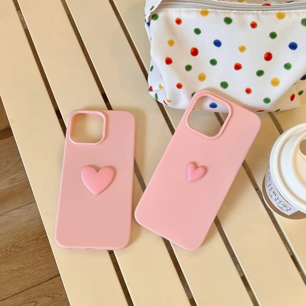 Яркий цвет 3D Love Heart Skin Feel Безграничный мягкий матовый чехол для телефона iPhone 11 12 13