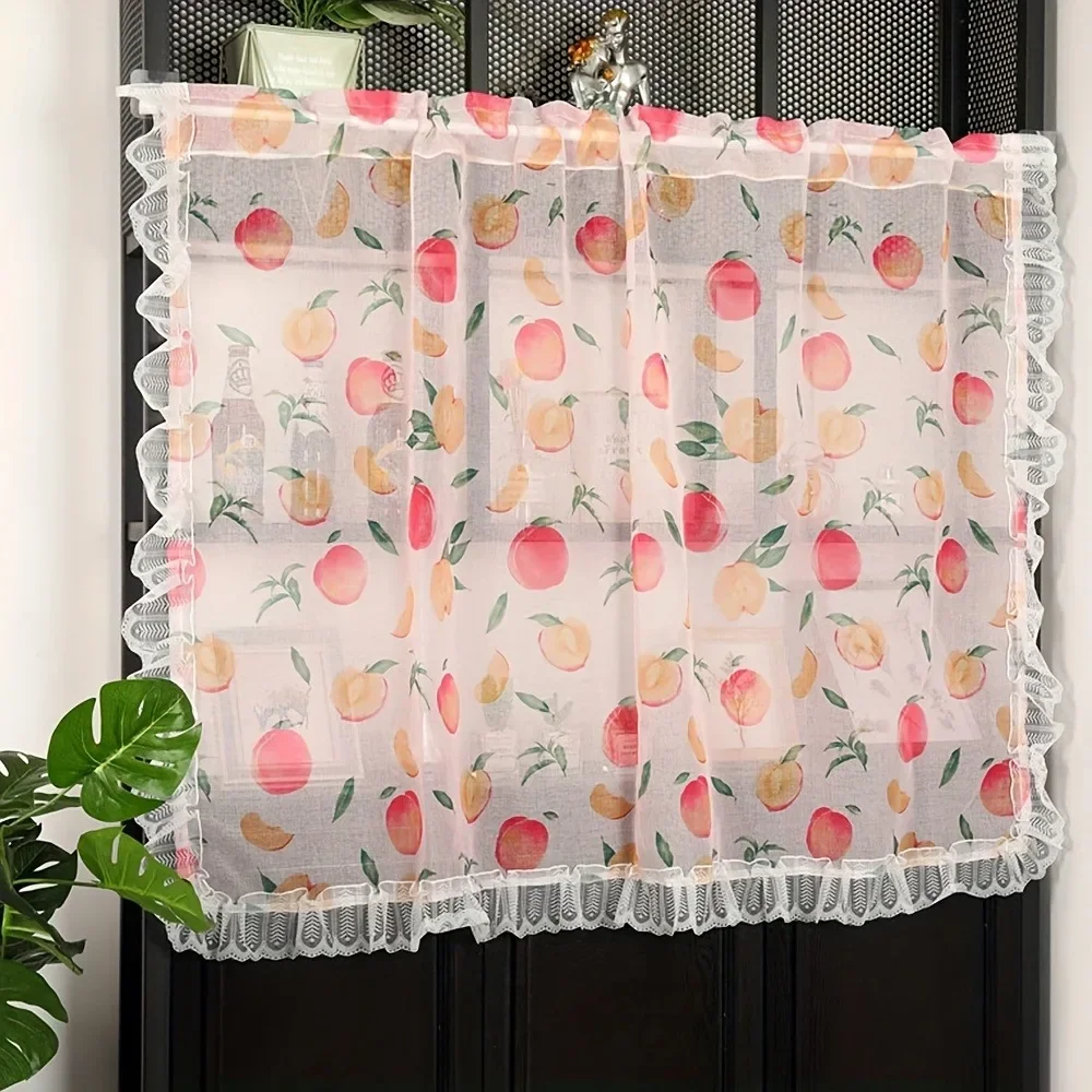 Короткие Шторы С Принтом Лимонных Фруктов В Стиле Кантри Кружевными Слоями Для